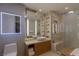 Modern bathroom with a walk-in shower and floating vanity at 3722 Las Vegas Blvd # 1712, Las Vegas, NV 89158