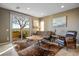 Cozy living room with large windows and sliding glass doors leading to outdoor seating at 4 Via Centrale # 3, Henderson, NV 89011