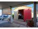 Storage shed with covered patio and seating area at 4314 Flaming Ridge Trl, Las Vegas, NV 89147