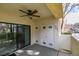 Private patio with ceiling fan and storage at 4869 S Torrey Pines Dr # 101, Las Vegas, NV 89103