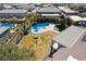 View of a backyard including a beautiful pool and a patio area for relaxing and outdoor entertaining at 5625 W Agate Ave, Las Vegas, NV 89139