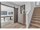 Stylish staircase leading to the upper level with game room at 2827 Blue Mosaic Ln # 3, Las Vegas, NV 89183