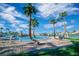 Beach entry resort style pool with palm trees at 2928 Cape Verde Ln, Las Vegas, NV 89128