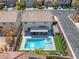 Aerial view of a home with a private pool and spa at 5310 Esparon Ave, Las Vegas, NV 89141