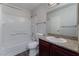 Clean bathroom with granite vanity and tub shower at 6800 E Lake Mead Blvd # 2035, Las Vegas, NV 89156