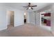 Bright bedroom with ceiling fan and access to bathroom and kitchen at 6800 E Lake Mead Blvd # 2035, Las Vegas, NV 89156