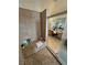 Spacious tiled shower with built-in bench in primary bathroom at 1771 Labrador St, Pahrump, NV 89048
