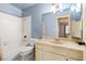 Bathroom with a shower/tub combo, vanity, and tiled floors at 3360 Paso Andres St, Las Vegas, NV 89146