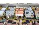 Aerial view of homes in the neighborhood with backyard pools and mature landscaping at 5873 Corazon Dr, Las Vegas, NV 89103