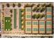 Aerial view of tennis courts, pickle ball courts, bocce ball and lounge areas in a manicured landscape at 723 Orange Plume Walk # 0, Henderson, NV 89011