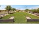 Outdoor bocce ball court surrounded by manicured landscaping and comfortable seating at 723 Orange Plume Walk # 0, Henderson, NV 89011