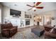Inviting living room with a fireplace, built-in shelving, and seamless flow into other areas at 1901 Shady Elm St, Las Vegas, NV 89135