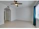 Bright bedroom with ceiling fan and window coverings at 2110 Los Feliz St # 1046, Las Vegas, NV 89156
