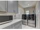Well-equipped laundry room with modern appliances, ample counter space, and stylish gray cabinets at 8880 W Ann Rd, Las Vegas, NV 89149