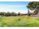 Landscaped putting green with distant mountain views at 5105 Kingsbridge Dr, Las Vegas, NV 89130