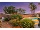 Outdoor oasis with a pool, mature landscaping, and a view of the palm trees at 6425 Orto Botanico Ct, Las Vegas, NV 89131