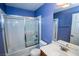 Bathroom with shower/tub combo and a vanity at 8063 Sundance Valley Dr, Las Vegas, NV 89178