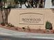 Ironwood Condominiums entrance sign with landscaping at 8309 Cherry Glaze Ave # 201, Las Vegas, NV 89145
