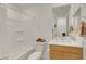 Clean bathroom with tub, toilet, and vanity at 2261 Cold Canyon Ave, North Las Vegas, NV 89086