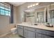 Clean bathroom with vanity, toilet, and shower/tub combo at 4773 Sarazen Cir, Las Vegas, NV 89103