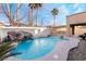 Inviting pool with waterfall feature and ample patio space at 126 Cricklewood Ave, Henderson, NV 89002