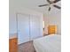Bright bedroom with double doors and ceiling fan at 3634 Tripoli Cove Ave, Las Vegas, NV 89106