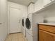 Functional laundry room with washer, dryer, and built-in storage at 840 Candido Garcia Ave, Henderson, NV 89015