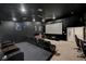 Home theater with projector, screen, and comfortable seating at 8870 S Tenaya Way, Las Vegas, NV 89113