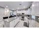 Modern kitchen with white cabinets, granite island, and stainless steel appliances at 200 Denette Ln, North Las Vegas, NV 89031