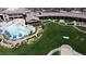 Aerial view of the community with pool and lawn at 2127 Sawtooth Mountain Dr, Henderson, NV 89044