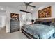 Bedroom with a barn door to the bathroom at 4267 E Highvale Ct, Pahrump, NV 89061