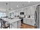 Bright modern kitchen with white cabinets, stainless steel appliances, and a large island with barstool seating at 4267 E Highvale Ct, Pahrump, NV 89061