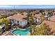 Aerial view of the community with pool and distant city views at 700 Carnegie St # 4812, Henderson, NV 89052