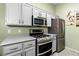 Stainless steel appliances and light gray cabinets in this updated kitchen at 700 Carnegie St # 4812, Henderson, NV 89052