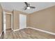 Bedroom with a ceiling fan and hardwood floors at 7912 Rushmore Ave, Las Vegas, NV 89131