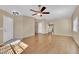 Spacious living room with ceiling fan and wood flooring at 7912 Rushmore Ave, Las Vegas, NV 89131