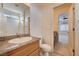 Bathroom featuring granite counters, tiled floors, and a shower/tub combination at 85 Alerion St, Las Vegas, NV 89138