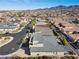 Wide aerial shot of a modern home with a landscaped backyard in a thriving community with mountain views at 3025 Merlesco Ave, Henderson, NV 89044