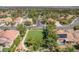 Large grassy lot is surrounded by trees and homes in this aerial view at 306 Treehouse Ct, Henderson, NV 89012