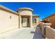 The front entry features a charming turret-style entrance and a decorative front door at , Las Vegas, NV 89122