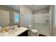 Clean bathroom, featuring a walk-in shower and modern vanity at 3498 Monte Cervino Ave, Henderson, NV 89044