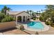 Inviting backyard pool and covered patio, perfect for outdoor entertaining and relaxation under the desert sun at 700 Aztec Cir # 2E, Mesquite, NV 89027