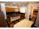 Modern kitchen with dark countertops and an island at 9408 Forest Edge Ave, Las Vegas, NV 89149