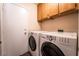 Bright laundry room with cabinets, washer, and dryer at 2244 Brighton Shore St, Las Vegas, NV 89128