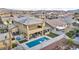 An aerial view of the home, highlighting the backyard oasis and neighborhood at 2593 Indigo Cloud Ct, Las Vegas, NV 89142