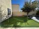 Backyard featuring artificial turf and manicured landscaping at 9543 Antelope Bend Ct, Las Vegas, NV 89148