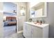 Bathroom sink and cabinets, with a view looking into the main bedroom at 1521 Sombrero Dr, Las Vegas, NV 89169