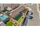 Lovely aerial perspective of the home, showcasing a spacious yard with the pool at 3491 Argiento Ave, Henderson, NV 89044