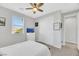 Comfortable bedroom with carpet, window views, and closet at 787 Cottonwood Hill Pl, Henderson, NV 89011