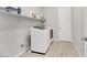 Bright laundry room featuring a modern washing machine and convenient shelving for storage at 787 Cottonwood Hill Pl, Henderson, NV 89011